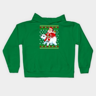 Santa Claus Riding Polar Bear Ugly Christmas Sweater Kids Hoodie